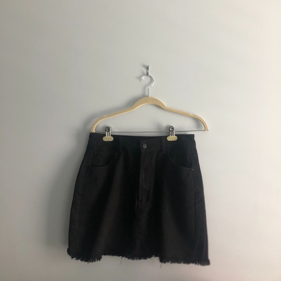 Black Jean Mini Skirt - Picture 1 of 3